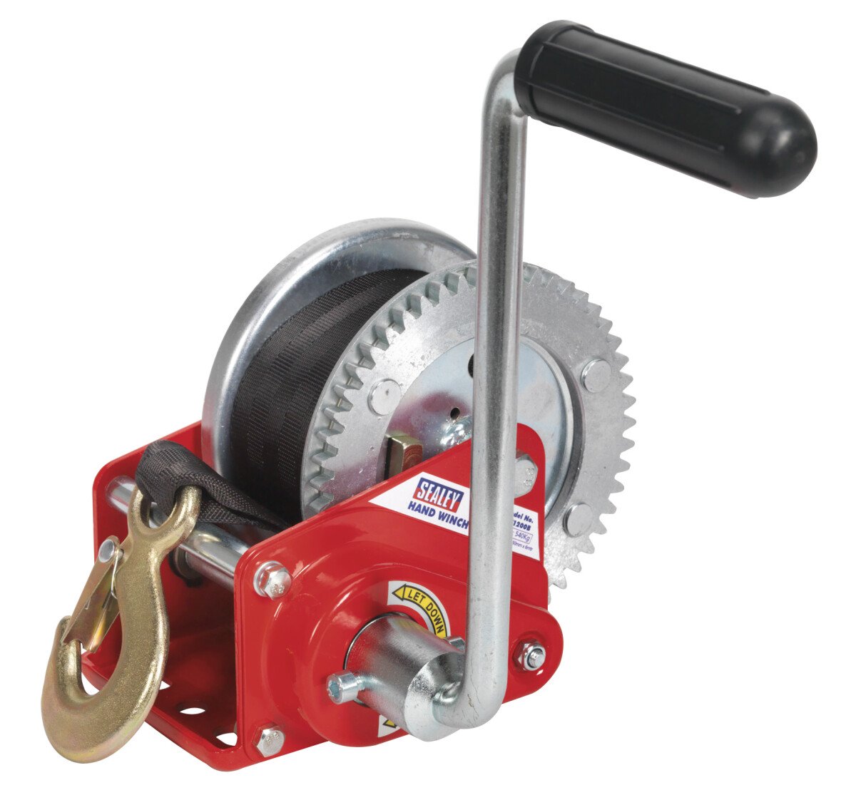 Sealey GWW1200B Geared Hand Winch with Brake & Webbing 540kg Capacity
