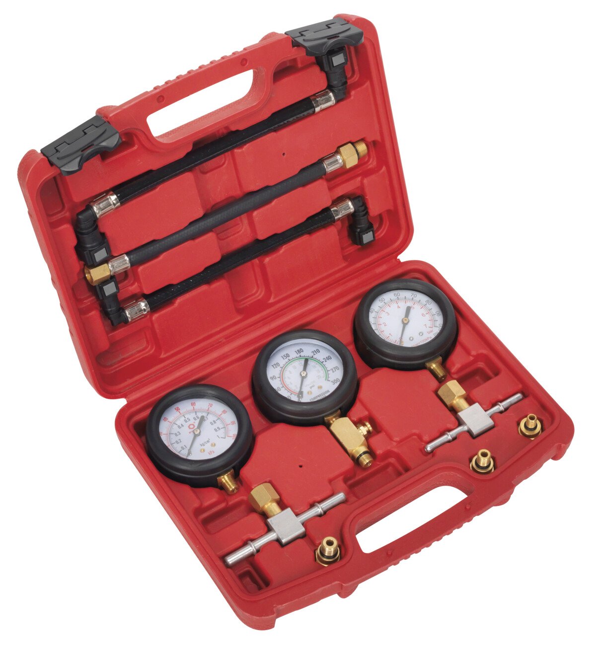 Sealey MS100 Motorcycle Compression & Fuel Pressure Gauge Set 3pc