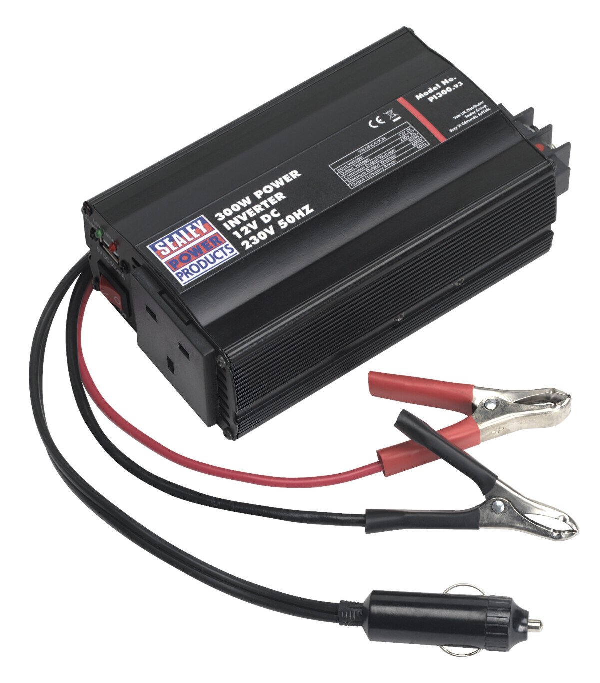Sealey PI300 300W Power Inverter 12V DC - 230V 50Hz