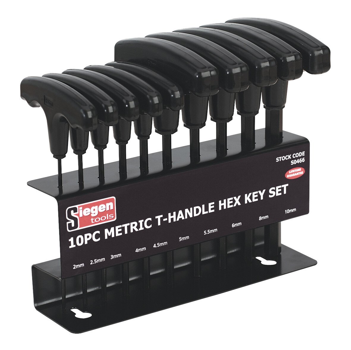 Sealey S0466 Hex Key Set 10pc T-Handle Metric