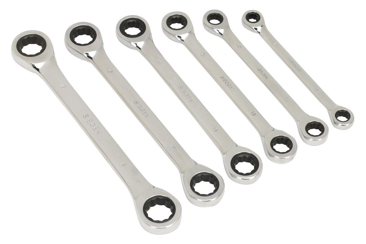 Sealey S0636 Double-Ended Ratchet Ring Spanner Set 6 Piece