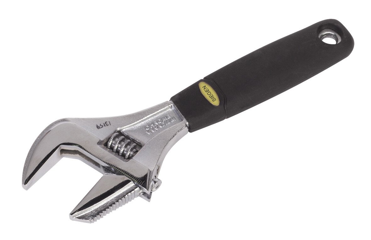 Sealey S0854 Adjustable Wrench 200mm (8") with 40mm Extra Wide Jaw Capacity