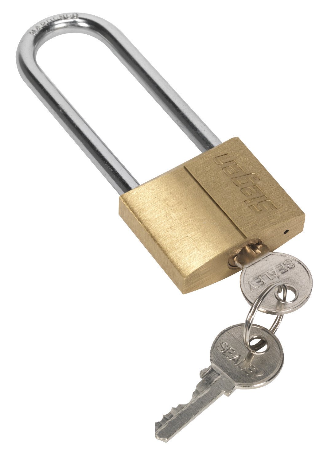 Sealey S0989 Brass Body Padlock with Brass Cylinder Long Shackle 40mm