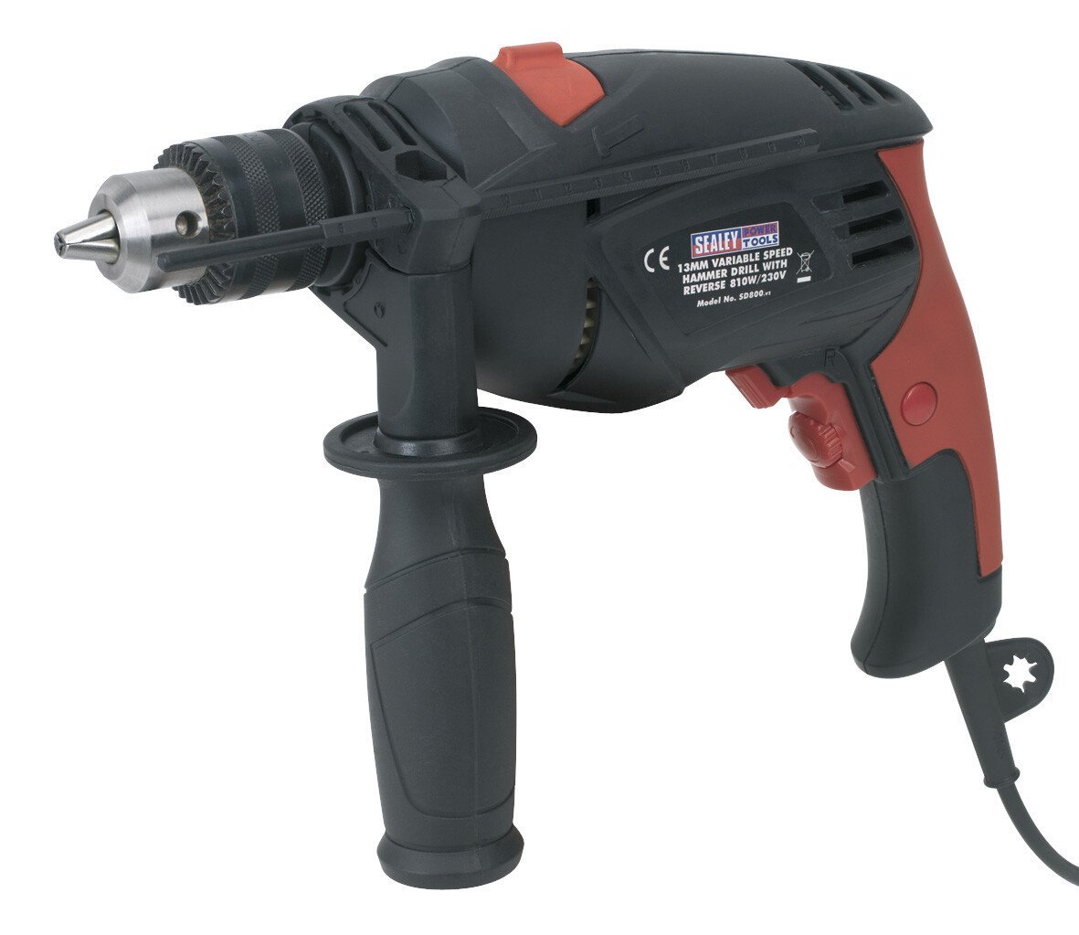 Sealey SD800 Hammer Drill 13mm Variable Speed with Reverse 800W/230V