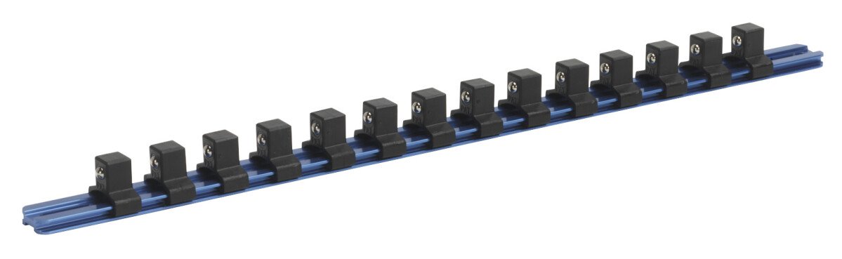 Sealey SR1214 Socket Retaining Rail with 14 Clips Aluminium 1/2" Drive
