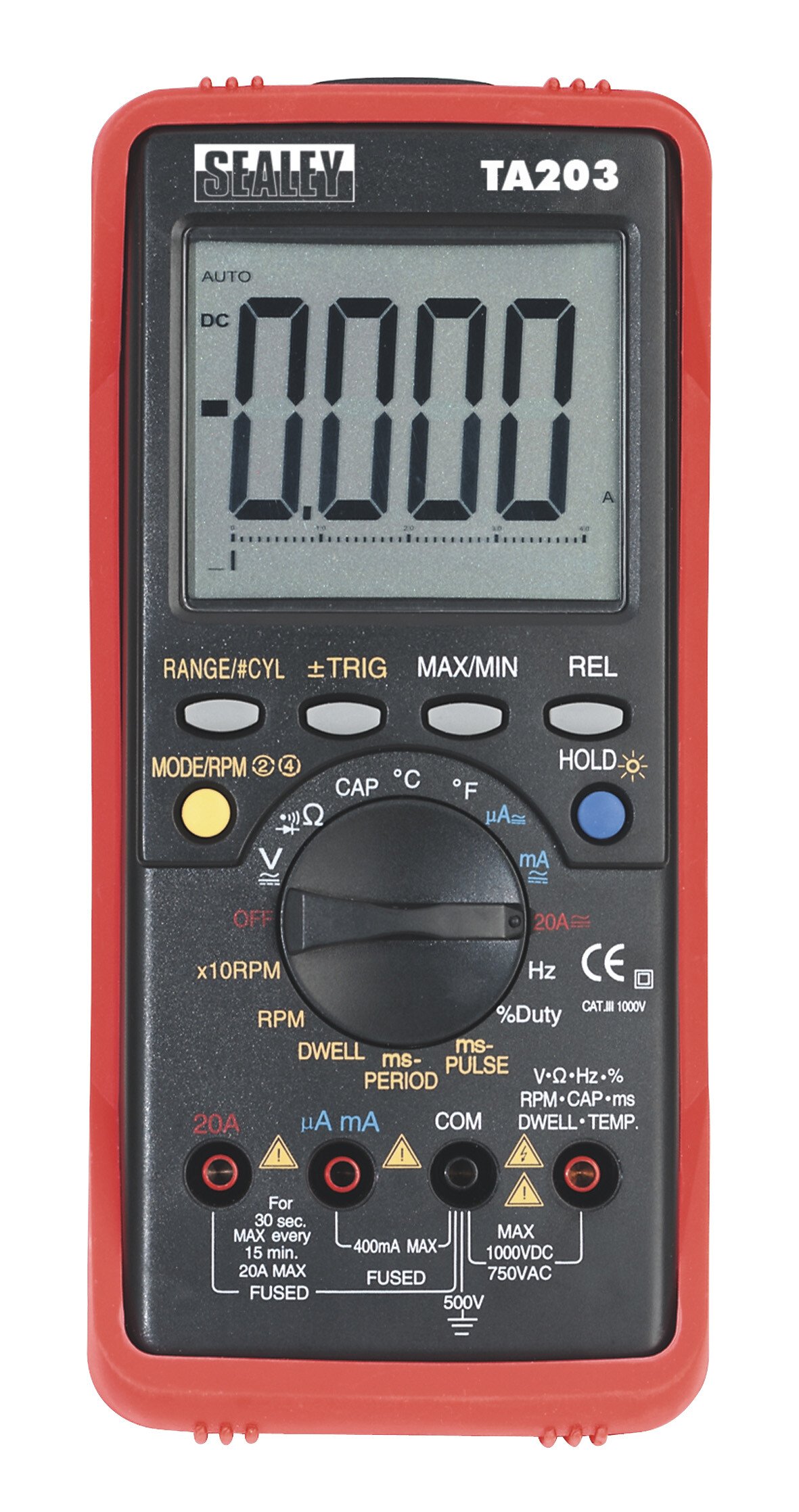 Sealey TA203 Automotive Digital Multimeter 15 Function Bar Graph/PC Link