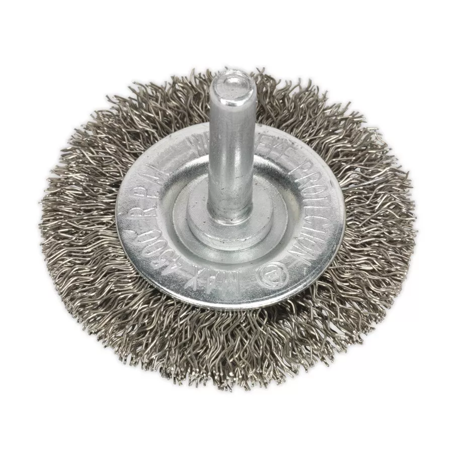 Sealey SFBS50 Flat Wire Brush Stainless Steel 50mm with 6mm Shaft