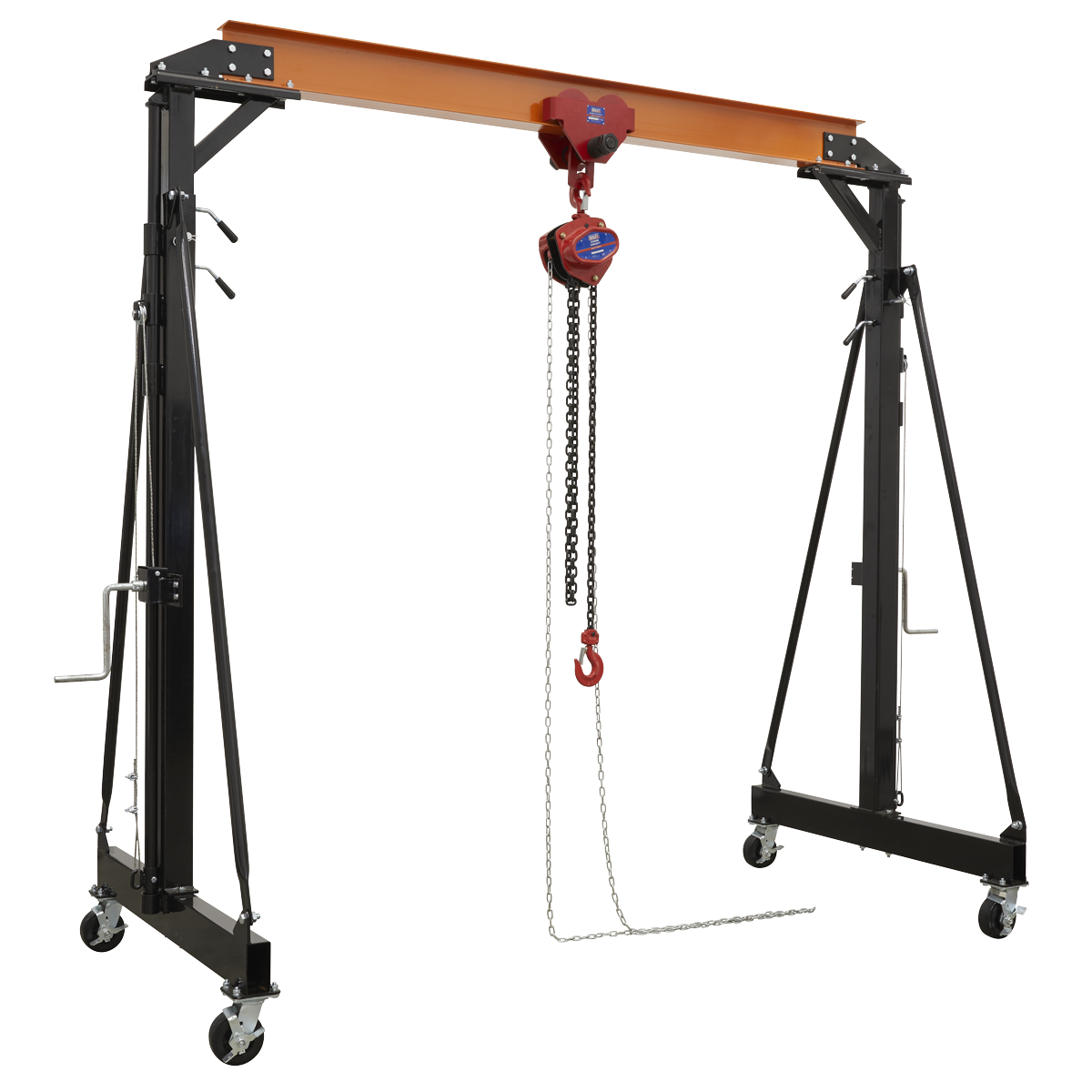 Sealey SG2000KIT Portable Lifting Gantry Crane Adjustable 2 Tonne & Hoist Combo