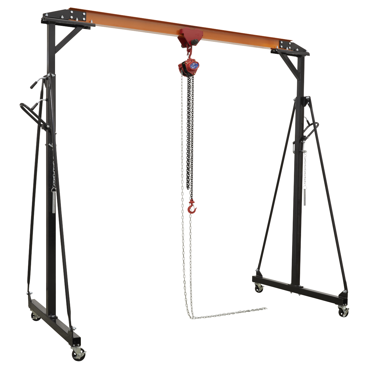 Sealey SG500KIT Portable Lifting Gantry Crane Adjustable 0.5 Tonne & Hoist Combo