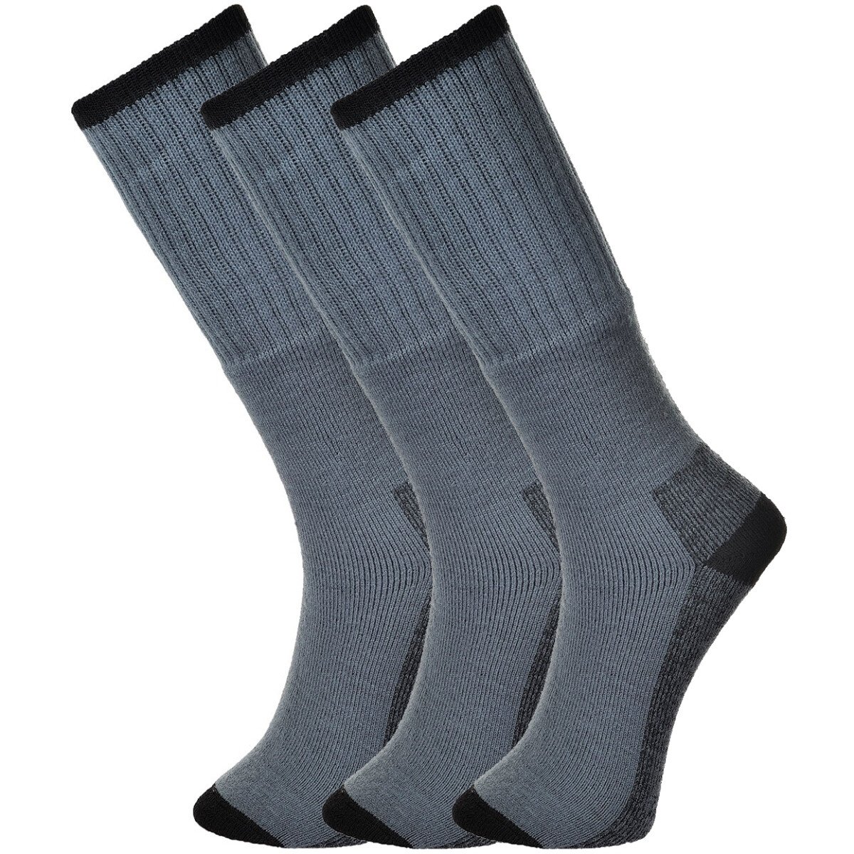 Portwest SK33 Grey Size 6 - Size 9 (EU39 - EU43) Workwear Socks Triple Pack