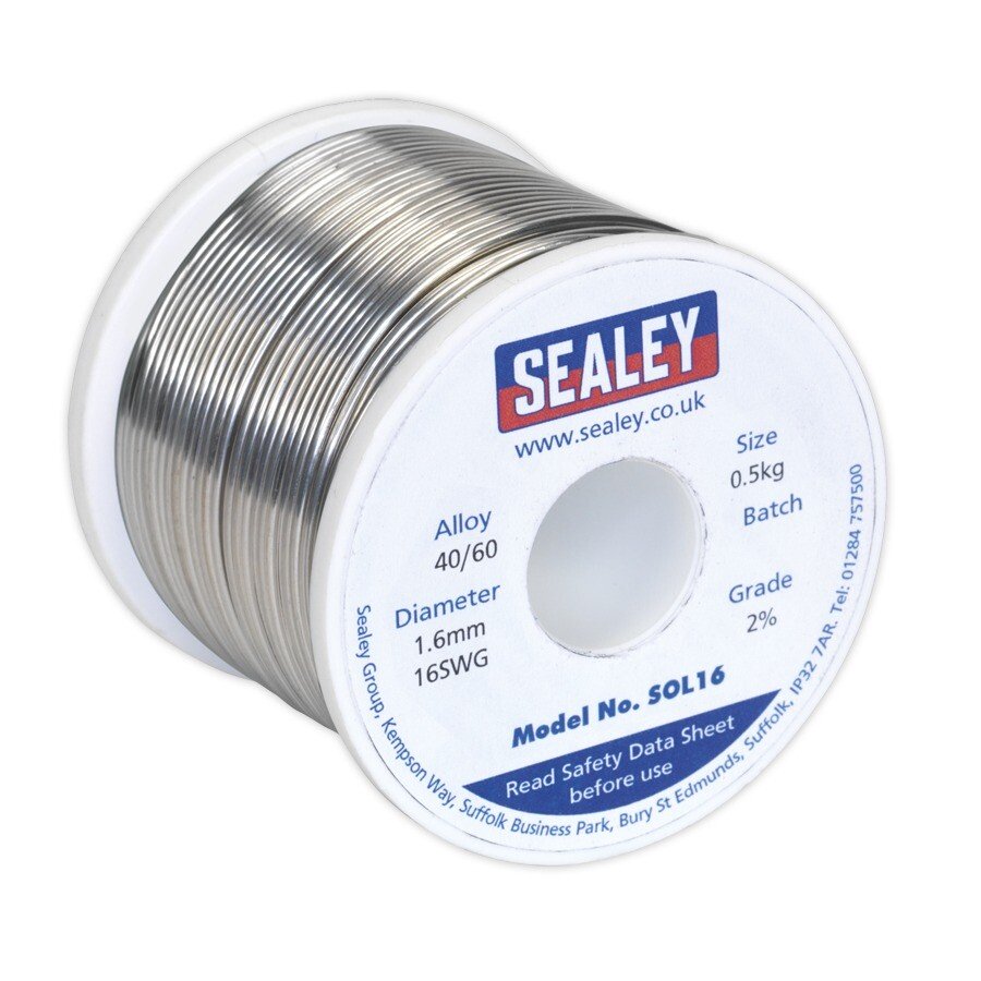 Sealey SOL16 Solder Wire Quick Flow 1.6mm/16SWG 40/60 0.5kg Reel