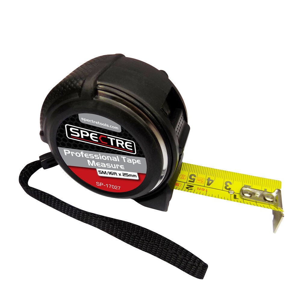 Spectre SP-17027 Professional 5M/16ft x 25mm Dual-Marked Steel Tape Measure
