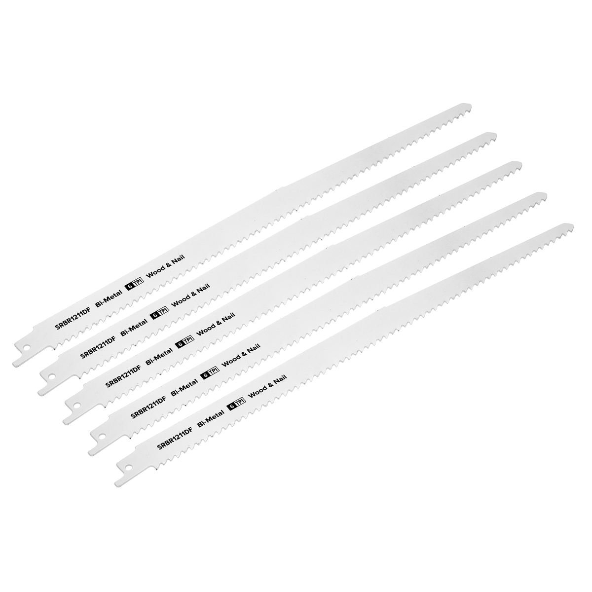 Sealey SRBR1211DF Reciprocating Saw Blade Wood & Nail 300mm 6tpi - Pack of 5