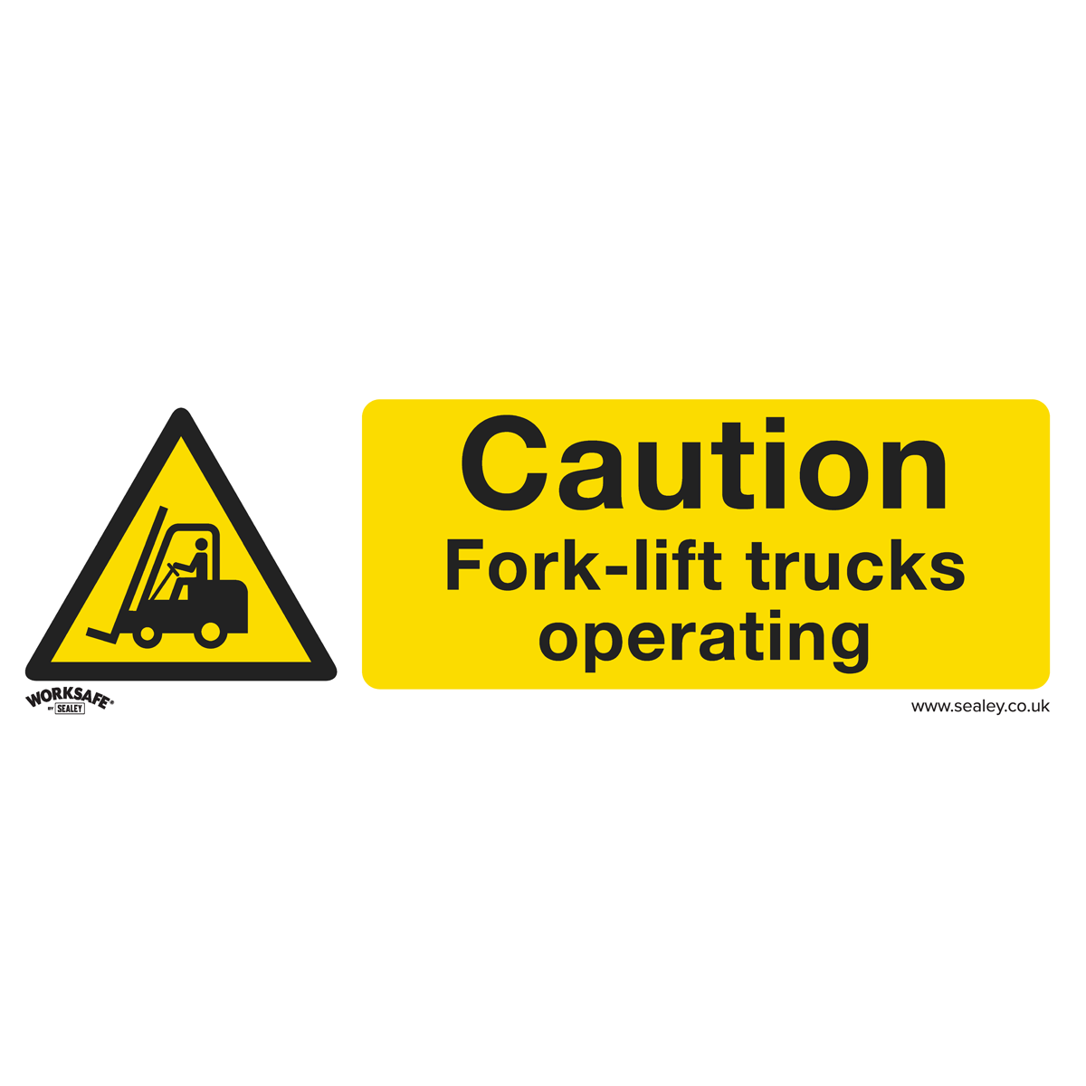 Sealey SS44V10 Warning Safety Sign - Caution Fork-Lift Trucks - Self-Adhesive Vinyl - Pack of 10