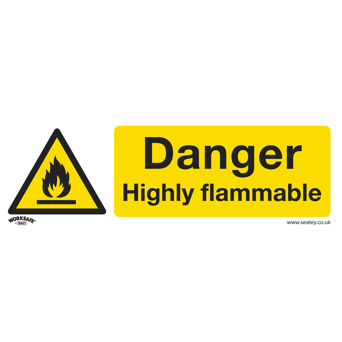 Sealey SS45P10 Warning Safety Sign - Danger Highly Flammable - Rigid Plastic - Pack of 10
