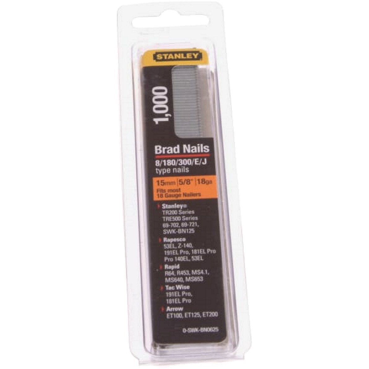 Stanley 0-SWK-BN0625 SWKBN Brad Nail 15mm 18G (Pack of 1000) STA0SWKBN062