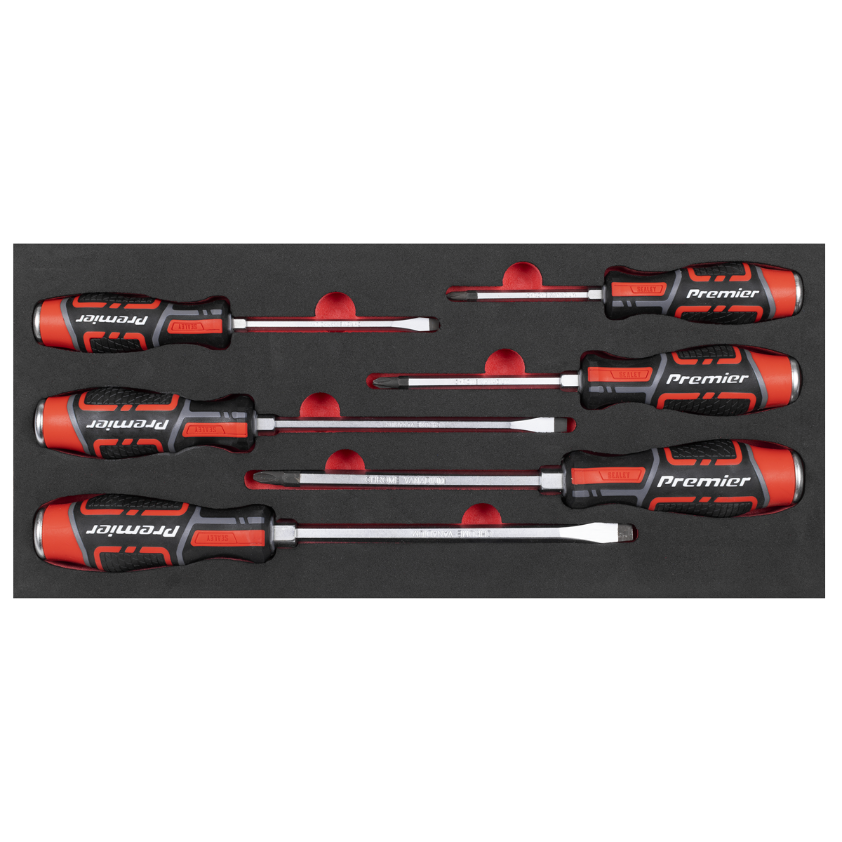 Sealey TBT54 Premier Hammer-Thru Screwdriver Set with Tool Tray 6pc