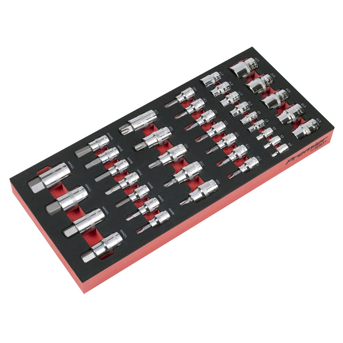 Sealey TBT61 Premier Socket Bit Set with Tool Tray 37pc