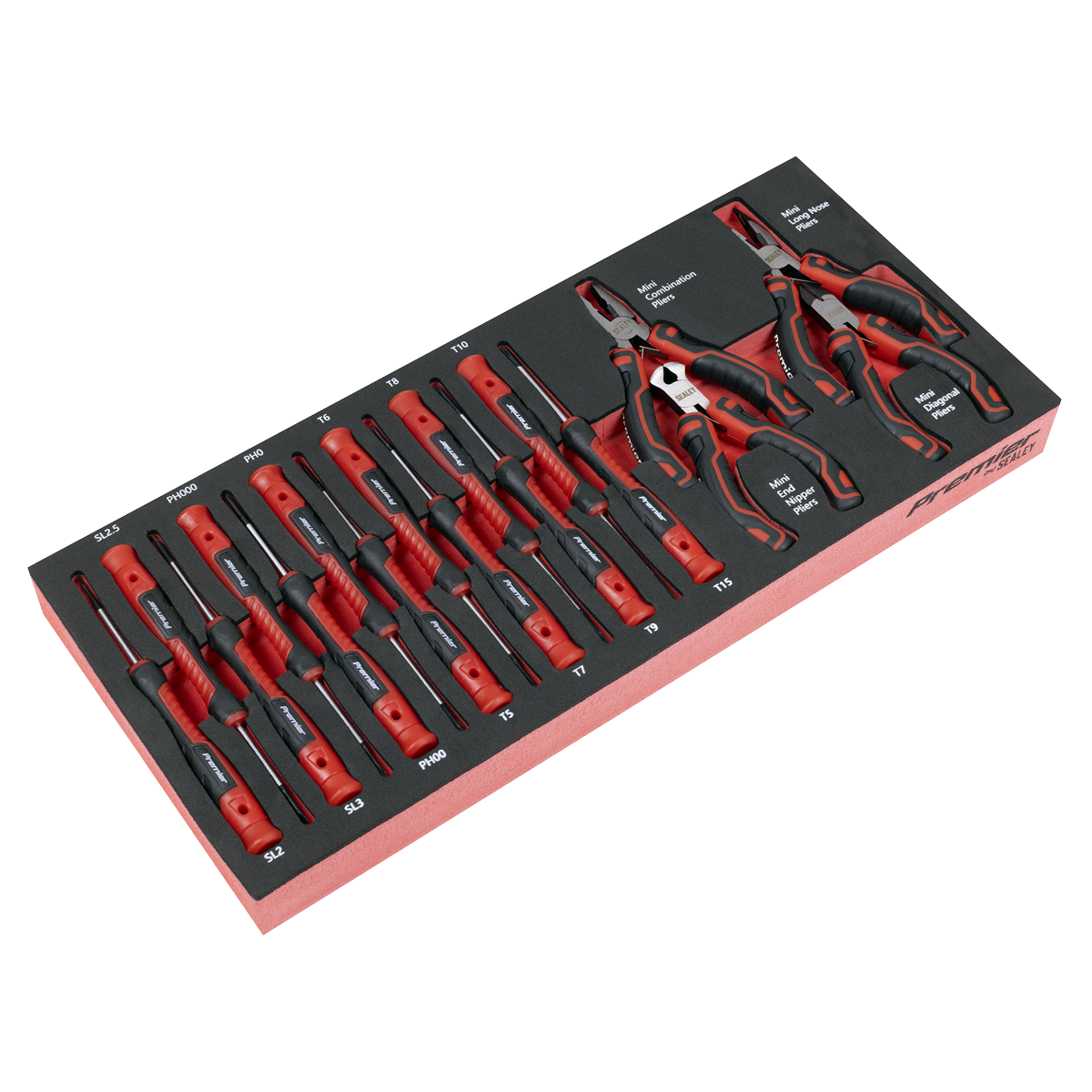 Sealey TBT67 Premier Precision Screwdriver & Mini Pliers Set with Tool Tray 17pc