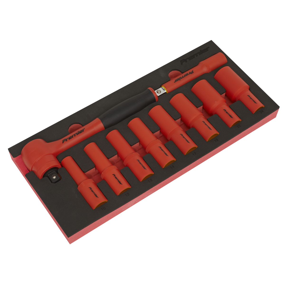 Sealey TBTE11 Insulated Socket Set with Tool Tray 10pc 1/2"Sq Drive - VDE Approved