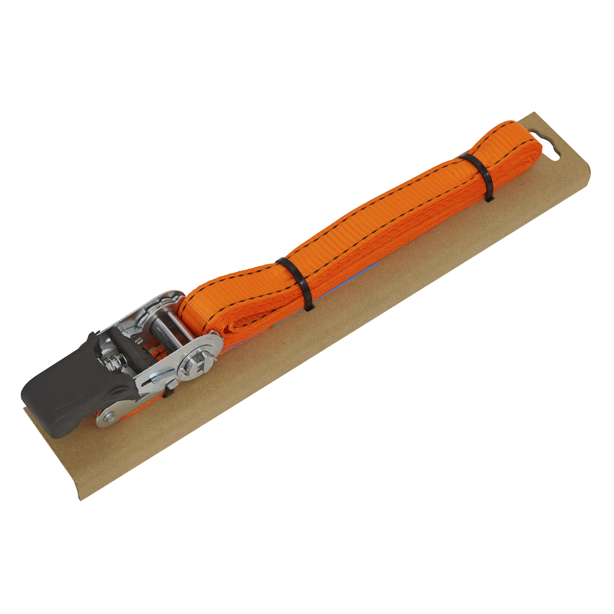 Sealey TD0635E Ratchet Strap 25mm x 5m Polyester Webbing with Corner Protector 600kg Breaking Strength