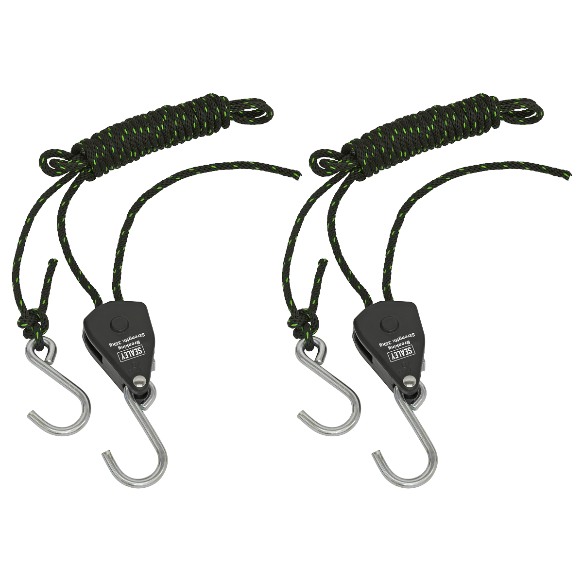 Sealey VS0118 Ratchet Parts Hanger/Tie Down 2m with S-Shaped Hooks - Pack of 2