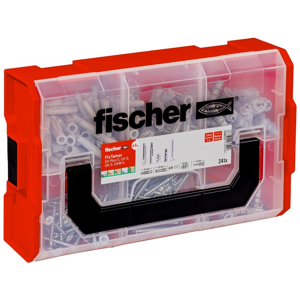 Fischer 532893 FixTainer UX, SX Plus, GKM + Screws In FixTainer Case 241Pcs