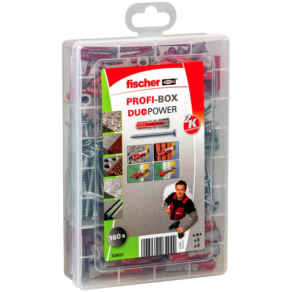 Fischer 538622 Profi-Box DuoPower Plug With Screw In Meister-Box 160pcs