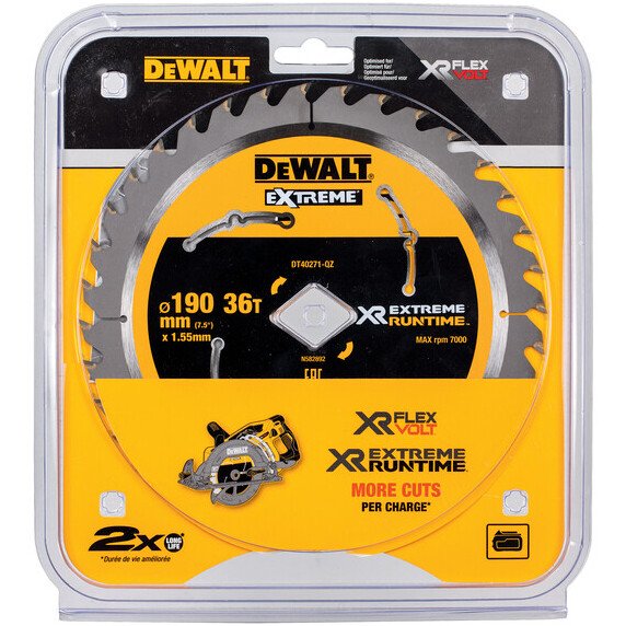 DeWalt DT40271-QZ XR Extreme RUNTIME™ Circular Saw Blade 190mm X 36T  With Diamond Bore