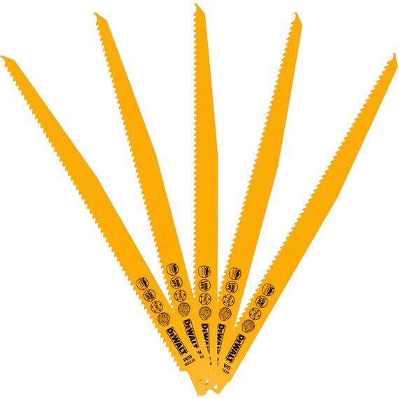 DeWalt DT2350-QZ 305mm Bi-Metal Reciprocating Saw Blades - For Fast Cuts In Wood With Nails (S14111VF) Pack x 5