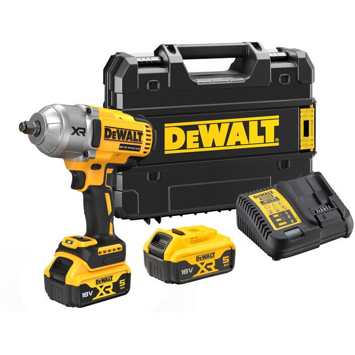 DeWalt DCF900P2T-GB 18V XR Brushless 1/2" High Torque Impact Wrench Hog Ring 1396Nm With 2 x 5Ah Batteries In TSTAK