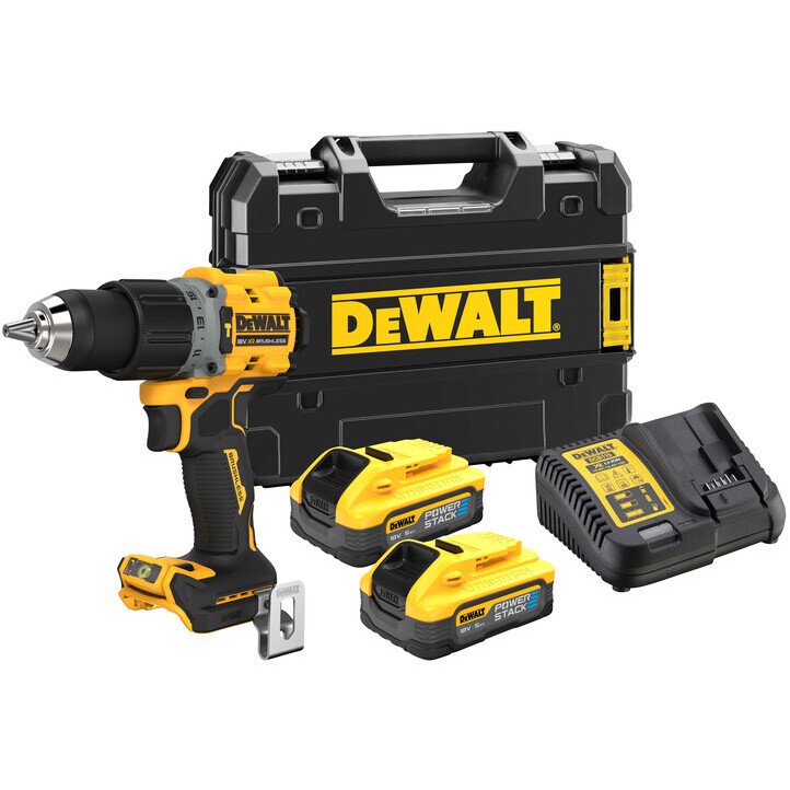 DeWalt DCD805H2T-GB 18V XR G3 POWERSTACK Compact Hammer Drill Driver  With 2 x 5.0Ah POWERSTACK Batteries in TSTAK