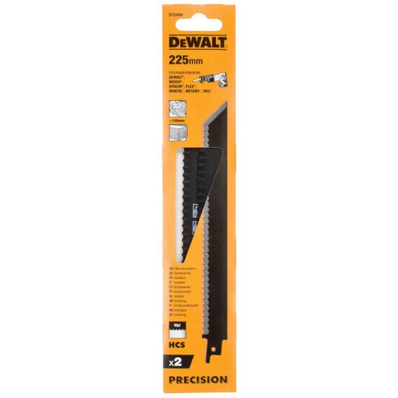 DeWalt DT2450-QZ 225mm Reciprocating Saw Blade For Fibre Insulation Material Pack x 2