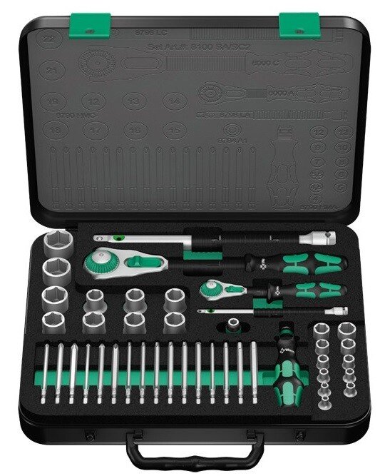 Wera 8100 SA/SC 2 Zyklop 1/4" & 1/2" Drive Metric Socket Set 43 Piece 05160785001