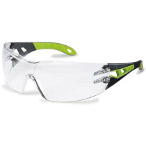 Uvex 9192225 Pheos Safety Spectacles Black/Green with clear lens. EN166 1F KN CE