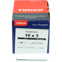 No. 10 x 3" Twin Woodscrew PZ1 RND - BZP (Box of 200) 00103CRWZ Timco
