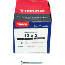 No. 12 x 2" Twin Woodscrew PZ1 RND - BZP (Box of 200) 00122CRWZ Timco