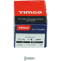 No. 7 x 3/4" Twin Woodscrew PZ2 CSK - BZP (Box of 200) 00734CWZ Timco