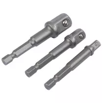 Draper 00005 BCS/3  1/4" Hex. x 1/4", 3/8" and 1/2" Square Drive Adaptors (Set of 3)