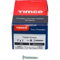No. 7 x 1" Twin Woodscrew PZ2 CSK - BZP (Box of 200) 00071CWZ Timco