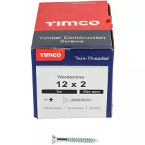 No. 12 x 2" Twin Woodscrew PZ2 CSK - BZP (Box of 200) 00122CWZ Timco