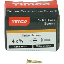 No. 4 x 5/8" Brass Woodscrew Slotted CSK (Box of 200) 00458CBS Timco