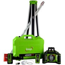 Imex 012-I88RX10-KIT Rotating Red Laser Level Kit with LRX10 Receiver Construction Tripod and Staff