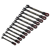 Draper 03929 8241FMM/BK/12 Expert Hi Torq® Metric Flexible Head Ratchet Combination Spanner Set, Black (12 Piece)