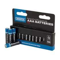Draper 03968 PowerUP Ultra Alkaline AAA Batteries (Pack of 12) 