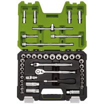 Draper 04464 D41AMN/B/GREEN Expert Mm/Af Combined Socket Set, 3/8" Sq. Dr., Green (41 Piece)