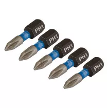 Draper 04934 IMBH/PH25/5 Expert Cross Slot/Ph Type Impact Screwdriver Bits, No.1 X 25mm, 1/4" Hex (Pack Of 5)