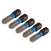 Draper 04936 IMBH/PH25/5 Expert Cross Slot/Ph Type Impact Screwdriver Bits, No.3 X 25mm, 1/4" Hex (Pack Of 5)