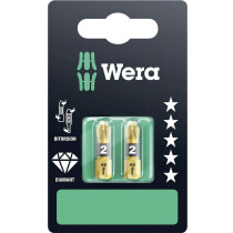Wera 855/1 BDC SB 25mm Diamond Coated Torsion Bit PZ2 for Pozi Screws 05073339001 (Pack of 2)