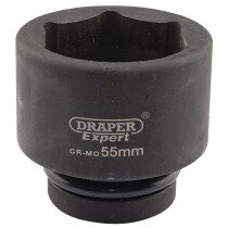 Draper 05126 425-MM Expert 55mm 1" Square Drive Hi Torq 6 Point Impact Socket